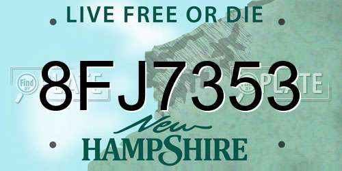 8FJ7353 New Hampshire License Plate