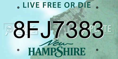 8FJ7383 New Hampshire License Plate