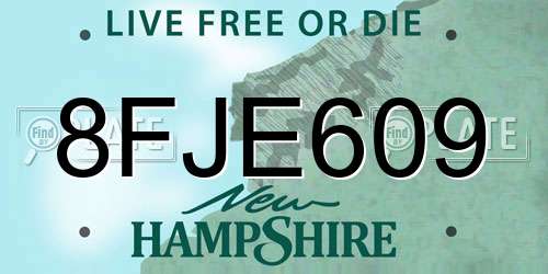 8FJE609 New Hampshire License Plate