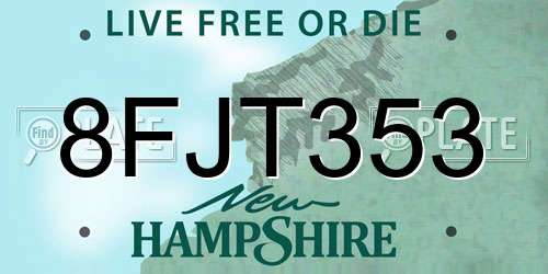 8FJT353 New Hampshire License Plate