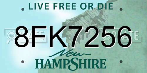 8FK7256 New Hampshire License Plate