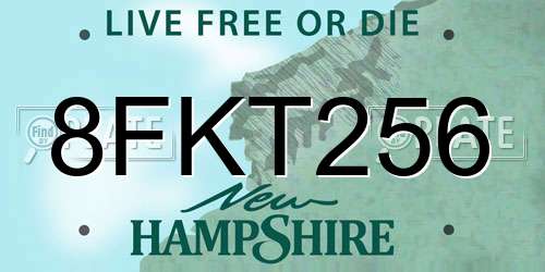 8FKT256 New Hampshire License Plate