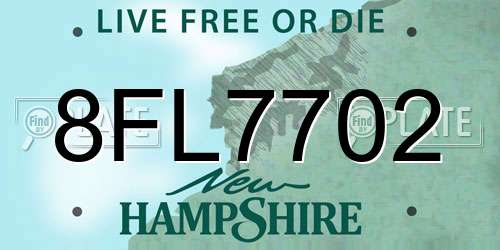 8FL7702 New Hampshire License Plate
