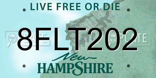 8FLT202 New Hampshire License Plate