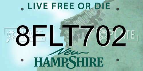 8FLT702 New Hampshire License Plate