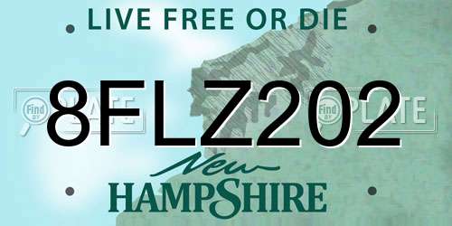 8FLZ202 New Hampshire License Plate