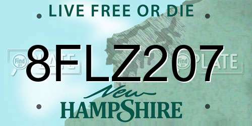 8FLZ207 New Hampshire License Plate