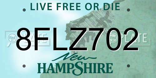 8FLZ702 New Hampshire License Plate