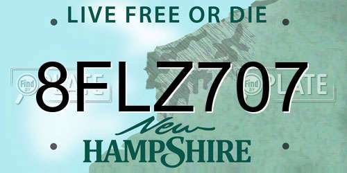 8FLZ707 New Hampshire License Plate