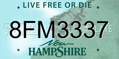8FM3337 New Hampshire License Plate