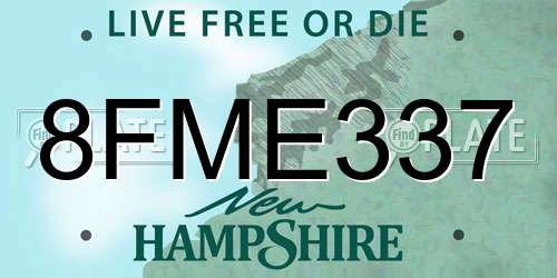 8FME337 New Hampshire License Plate