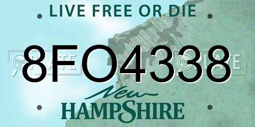 8FO4338 New Hampshire License Plate