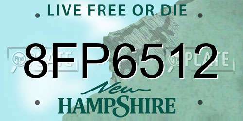 8FP6512 New Hampshire License Plate