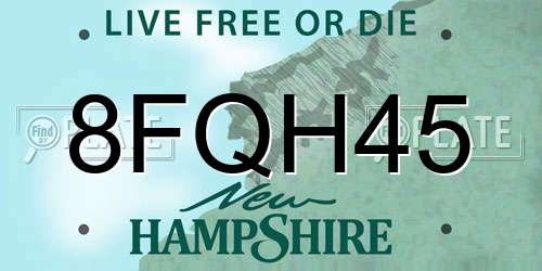 8FQH45 New Hampshire License Plate