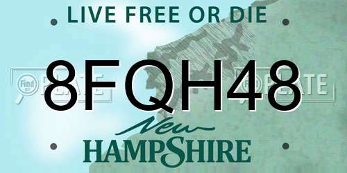 8FQH48 New Hampshire License Plate