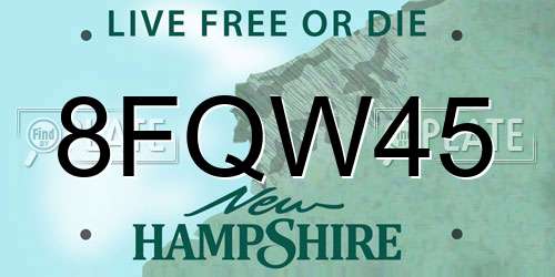 8FQW45 New Hampshire License Plate