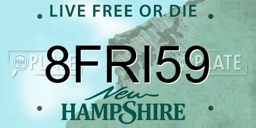 8FRI59 New Hampshire License Plate