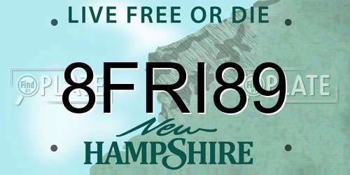 8FRI89 New Hampshire License Plate