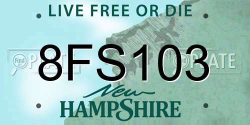 8FS103 New Hampshire License Plate