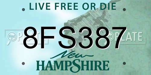 8FS387 New Hampshire License Plate