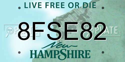 8FSE82 New Hampshire License Plate