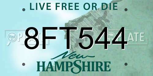 8FT544 New Hampshire License Plate