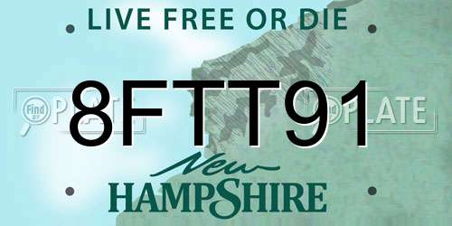 8FTT91 New Hampshire License Plate