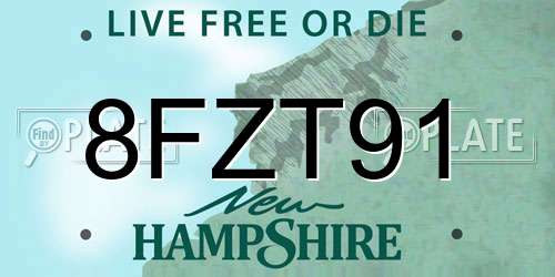 8FZT91 New Hampshire License Plate