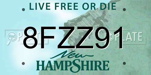 8FZZ91 New Hampshire License Plate