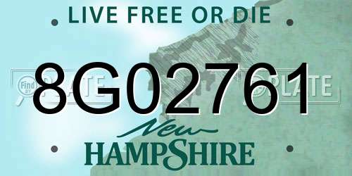 8G02761 New Hampshire License Plate