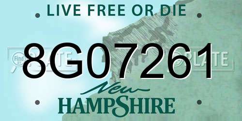 8G07261 New Hampshire License Plate