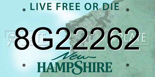 8G22262 New Hampshire License Plate