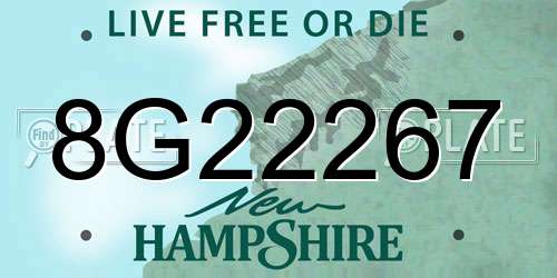 8G22267 New Hampshire License Plate