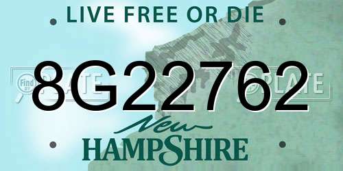8G22762 New Hampshire License Plate