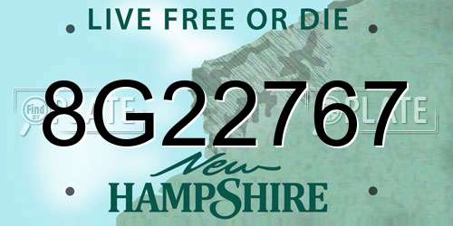 8G22767 New Hampshire License Plate