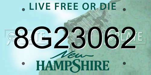 8G23062 New Hampshire License Plate