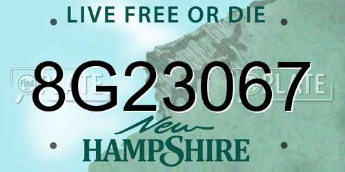 8G23067 New Hampshire License Plate