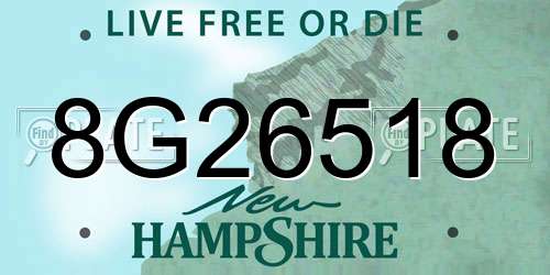 8G26518 New Hampshire License Plate