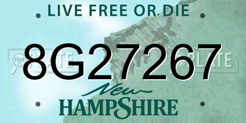 8G27267 New Hampshire License Plate