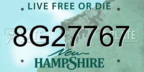 8G27767 New Hampshire License Plate