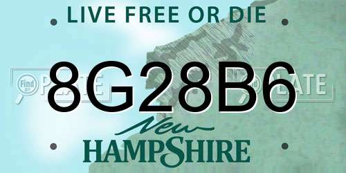 8G28B6 New Hampshire License Plate