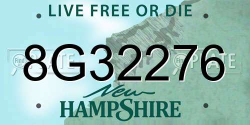 8G32276 New Hampshire License Plate