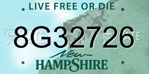 8G32726 New Hampshire License Plate