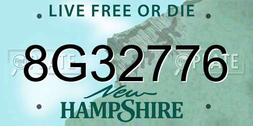 8G32776 New Hampshire License Plate