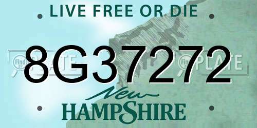 8G37272 New Hampshire License Plate