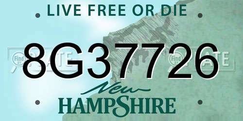 8G37726 New Hampshire License Plate