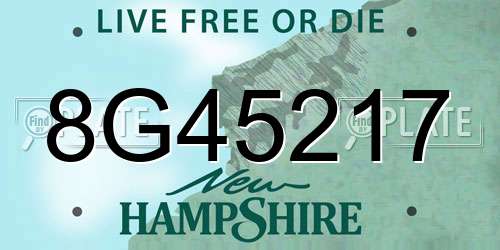 8G45217 New Hampshire License Plate