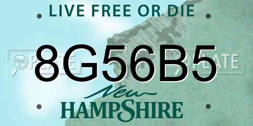 8G56B5 New Hampshire License Plate