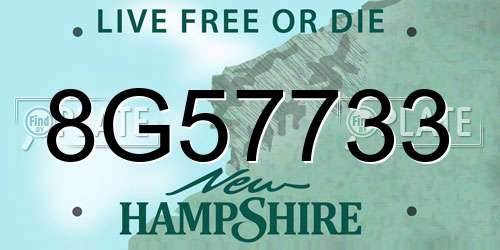 8G57733 New Hampshire License Plate
