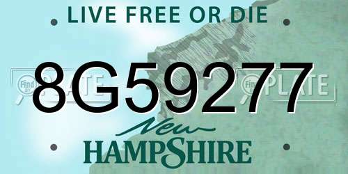 8G59277 New Hampshire License Plate